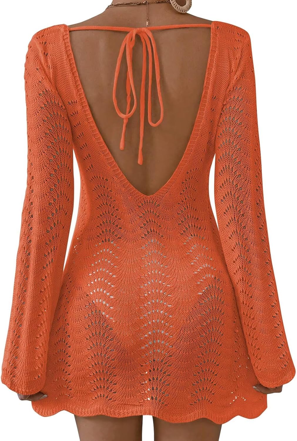 Womens Swimsuit Cover Up Long Sleeve Crochet Beachwear 2025