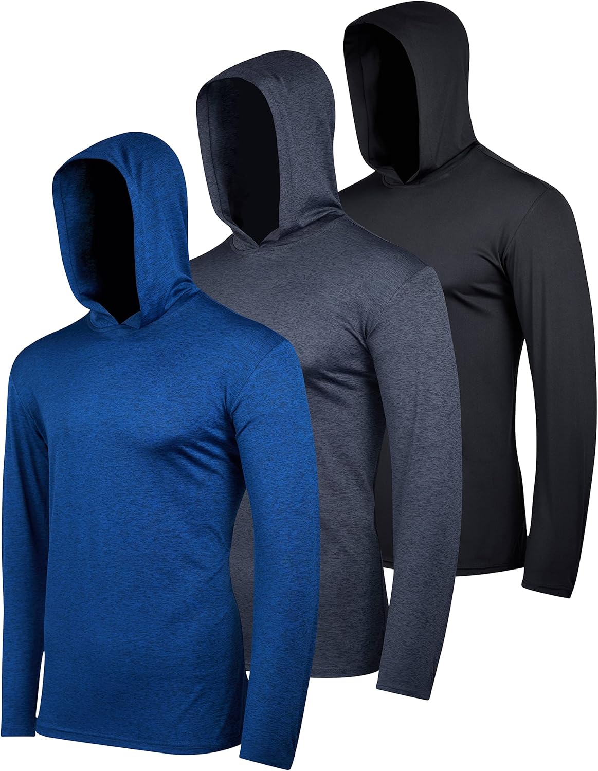 Men's Dry Fit Wicking Long Sleeve Fishing Hoodie Pullover 3 Pack