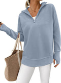 PRETTYGARDEN Womens Quarter Zip Ribbed Knit Pullover (Style PNQT)