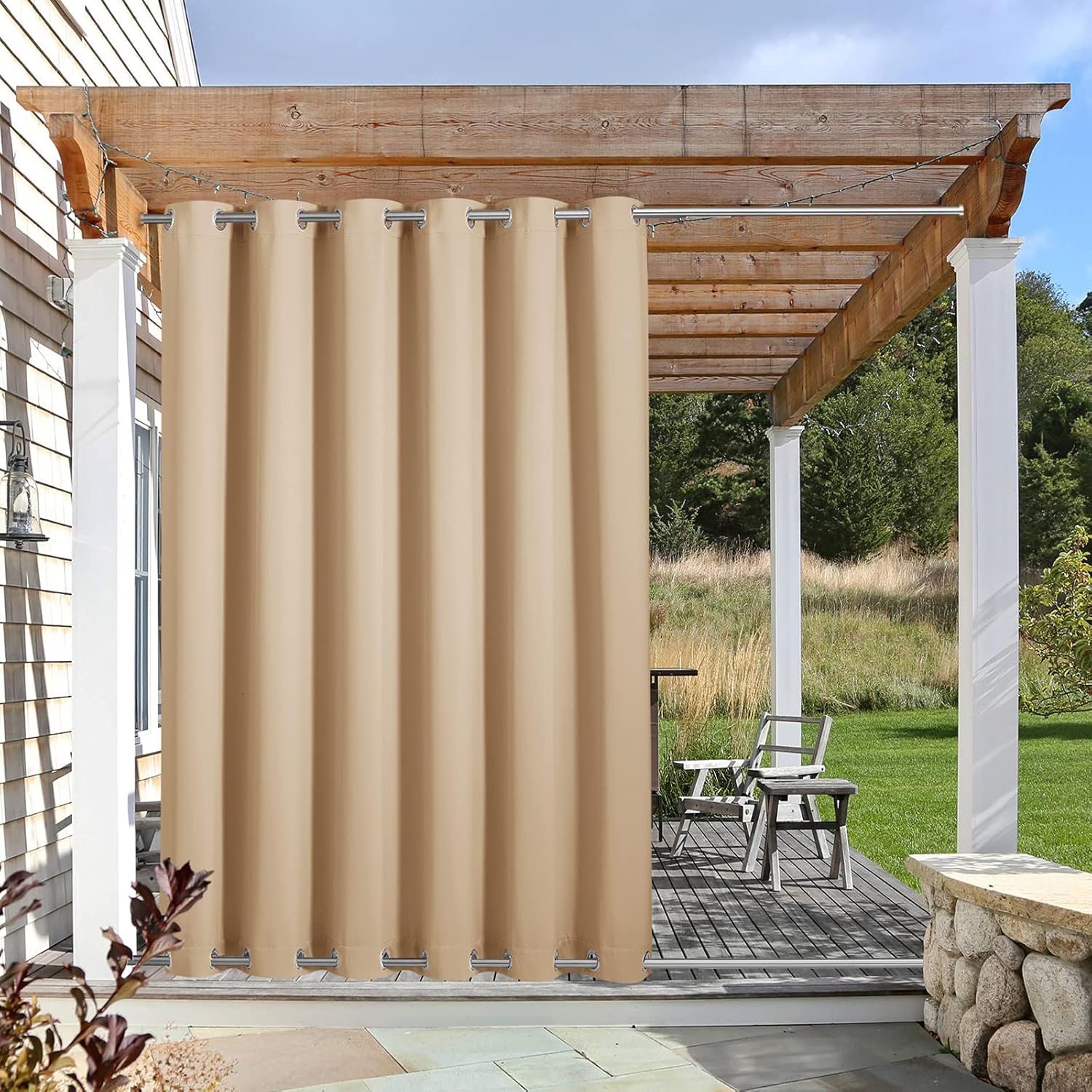 NICETOWN Outdoor Patio Curtain for Windproof Privacy