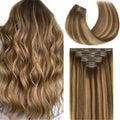 Seamless Clip in Remy Human Hair Extensions 18in - Natural Ombre