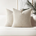 HAUSSY Set of 2 26x26 Boucle Throw Pillow Covers - Cozy Neutral Shams