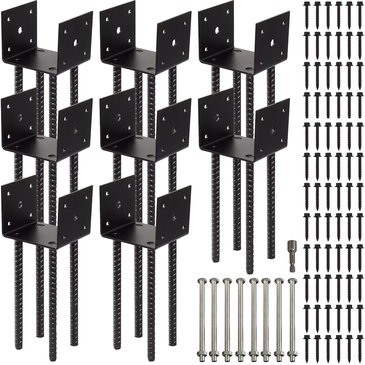Fence Post Holder Ground Spike for Concrete Deck - 8 Pack