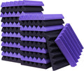 24 Pack Acoustic Panels 2 in Thick Foam - 12 Purple + 12 Black
