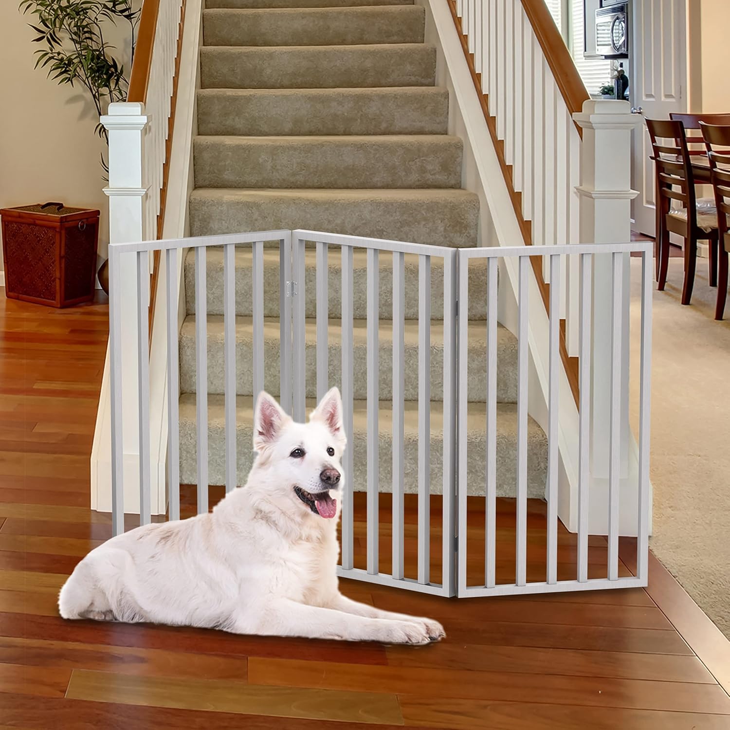 Pet Gate - 3-Panel Indoor Foldable Dog Fence for Home Use
