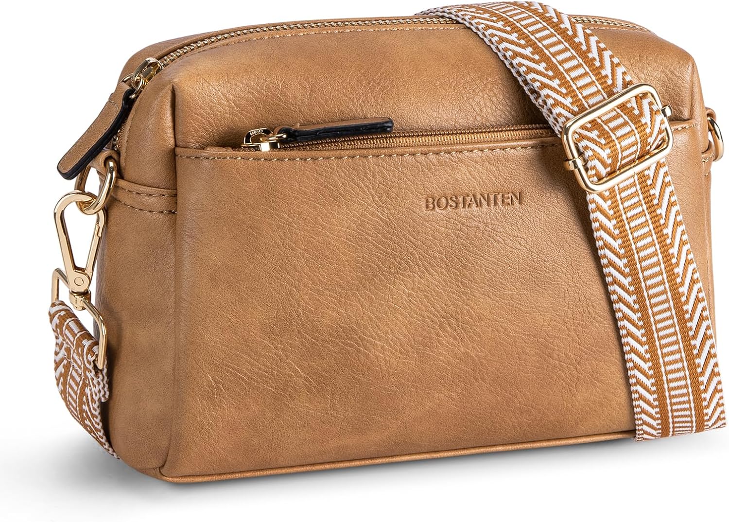 BOSTANTEN Small Crossbody Purse for Women with Triple Zip Design