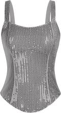 Sequin Tank Top Bustier Corset Style - Sparkle Slim Camisole Women's