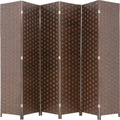 Room Divider Wood Screen 6 Panel Folding Portable Partition - Woven