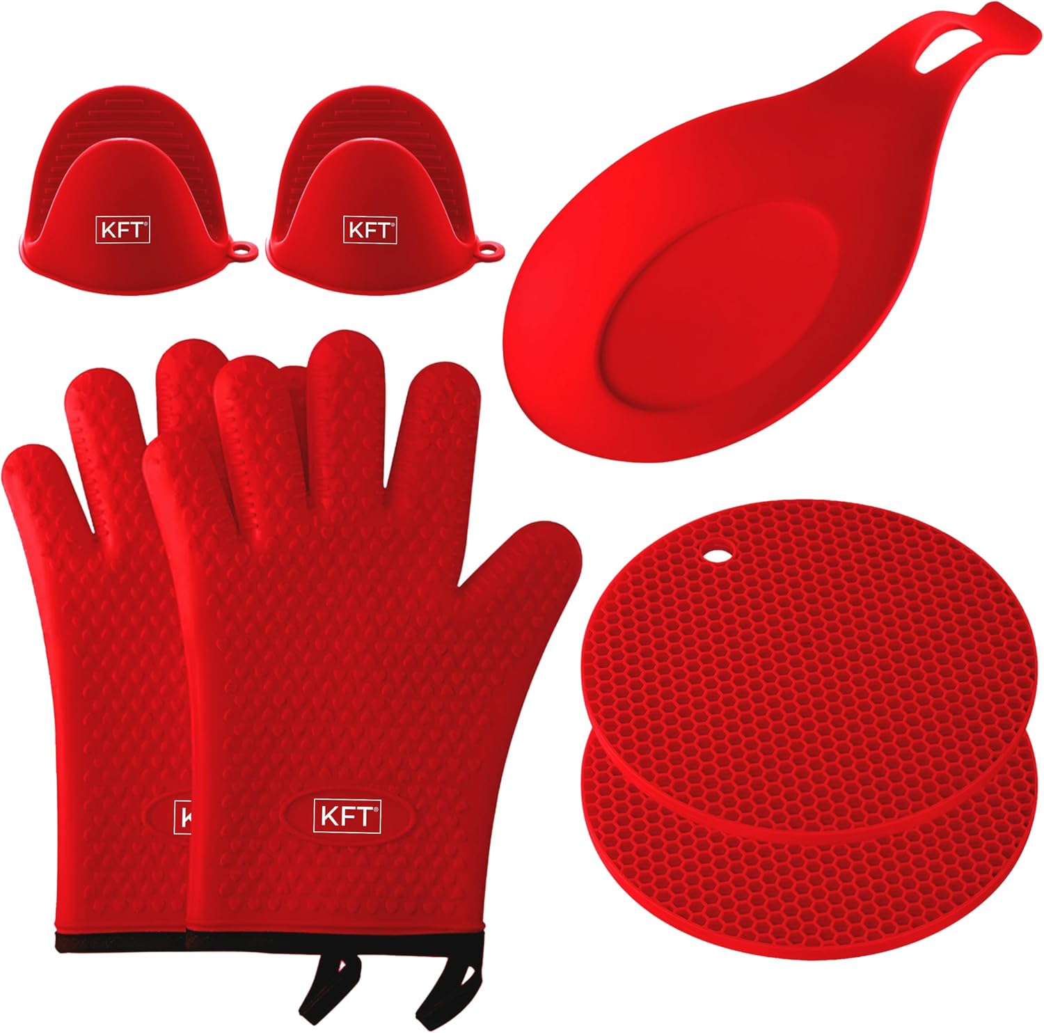 7Pcs Heat Resistant Silicone Kitchen Set - Non-BPA & Durable