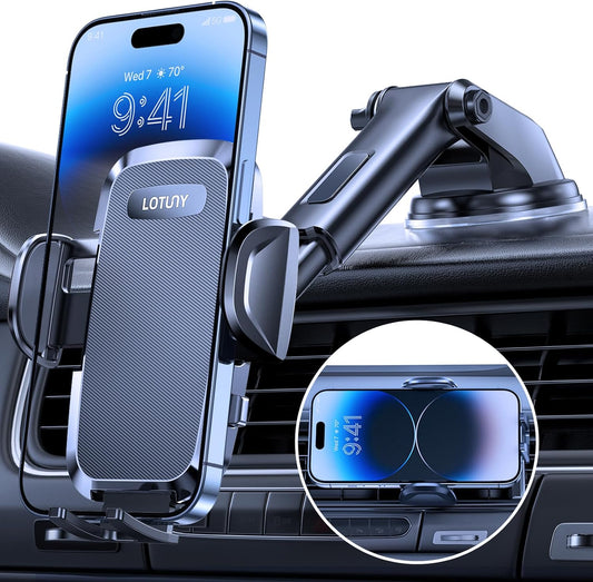 LOTUNY Universal 3-in-1 Car Phone Holder - Secure Hands-Free Mount