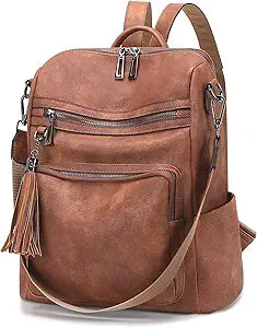 Stylish Leather Backpack Purse for Women with Tassel Design