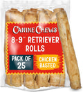 Canine Chews 8-9ft Chicken Basted Rawhide Retriever Rolls