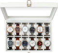 Premium 12-Slot Watch Box with Glass Lid