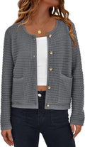 Women Knit Cardigan Sweater - Chunky Open Front with Pockets Women's