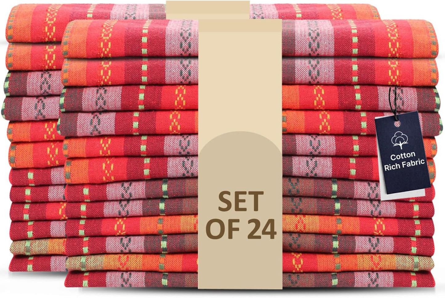 Cotton Rich Cloth Salsa Napkin Set of 24 for Elegant Dining