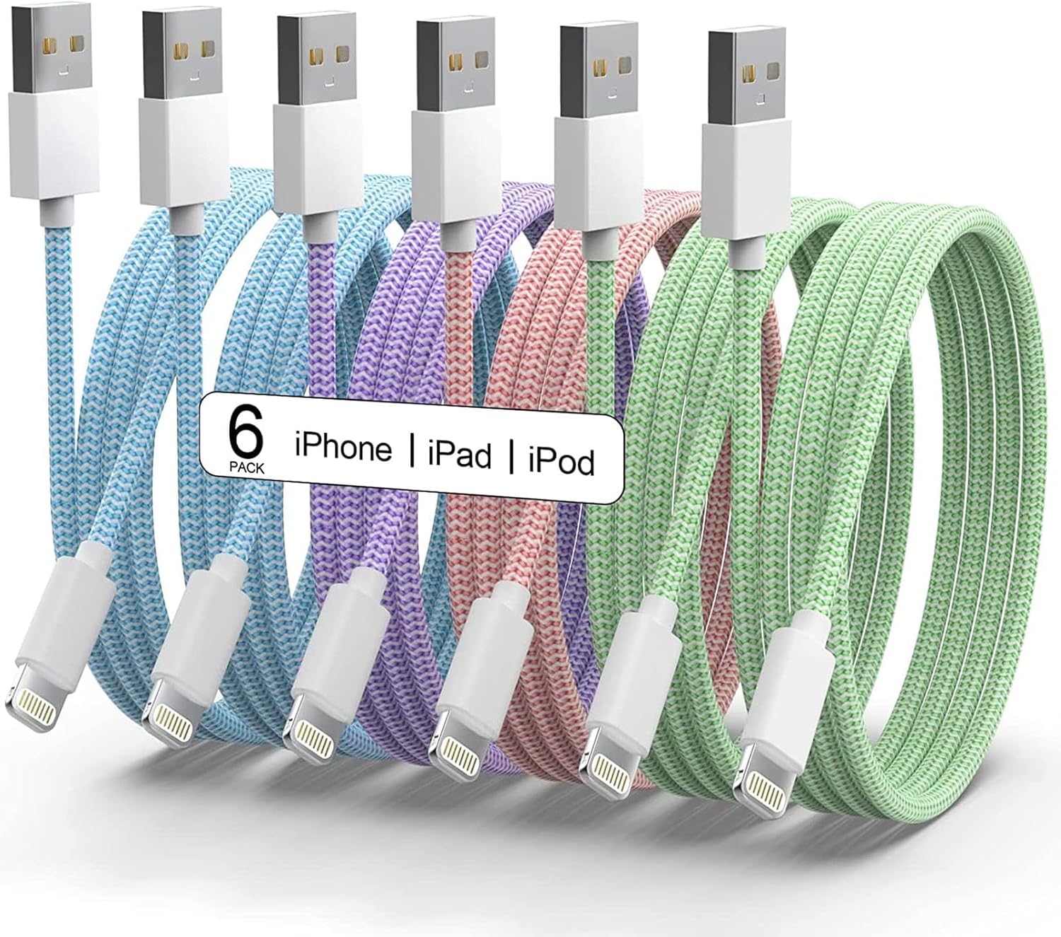 6Pack MFi Certified Lightning Cable - Fast Charging!
