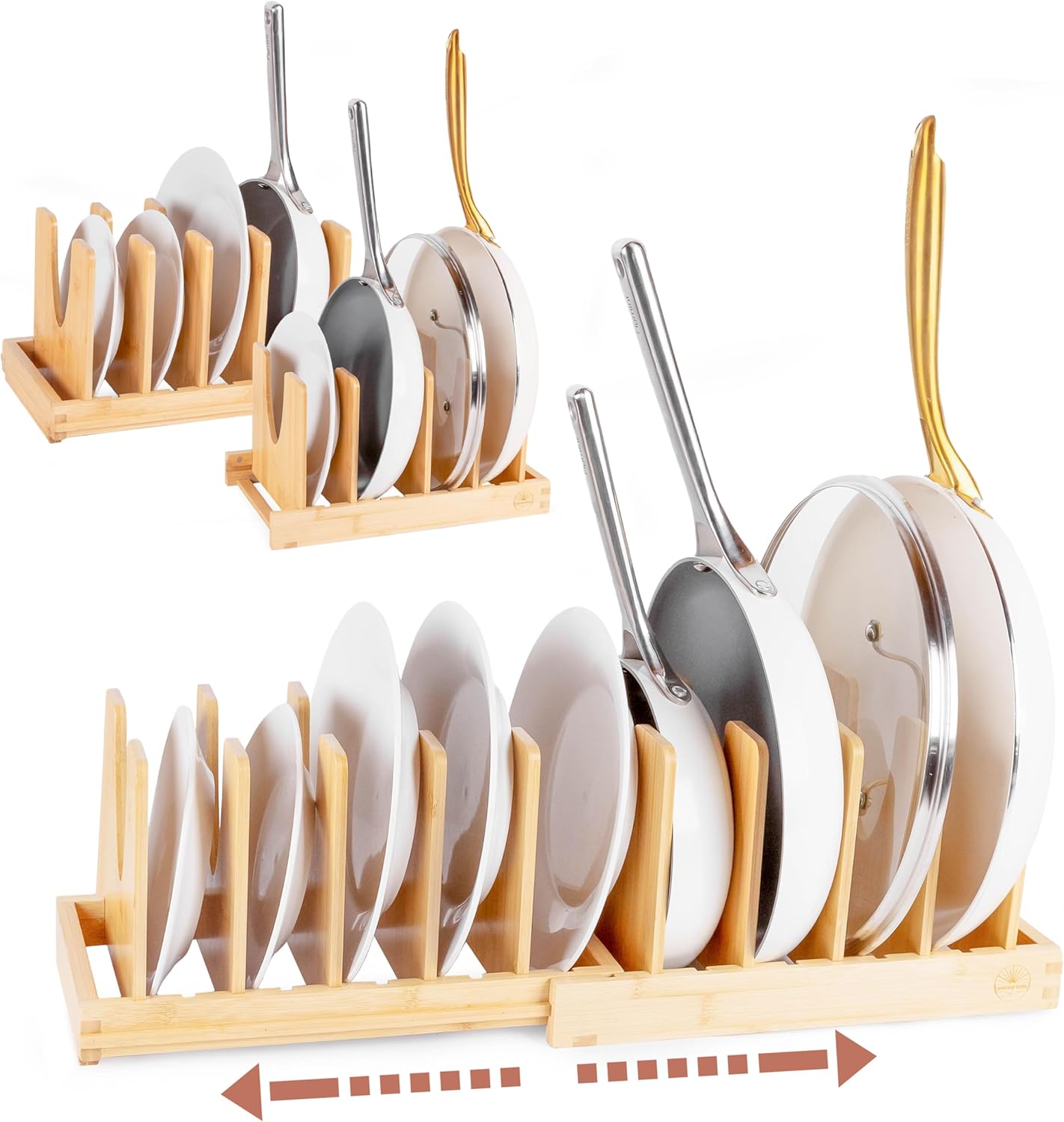 Pot and Pan Organizer for Under Cabinet with Magnetic Lock