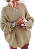 Ugerlov Oversized Batwing Sleeve Mock Neck Sweater - Cozy Chunky Knit
