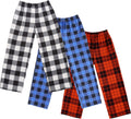 Boys 3 Pack Plaid Lounge Pants with Pockets - Soft Pajama Bottoms