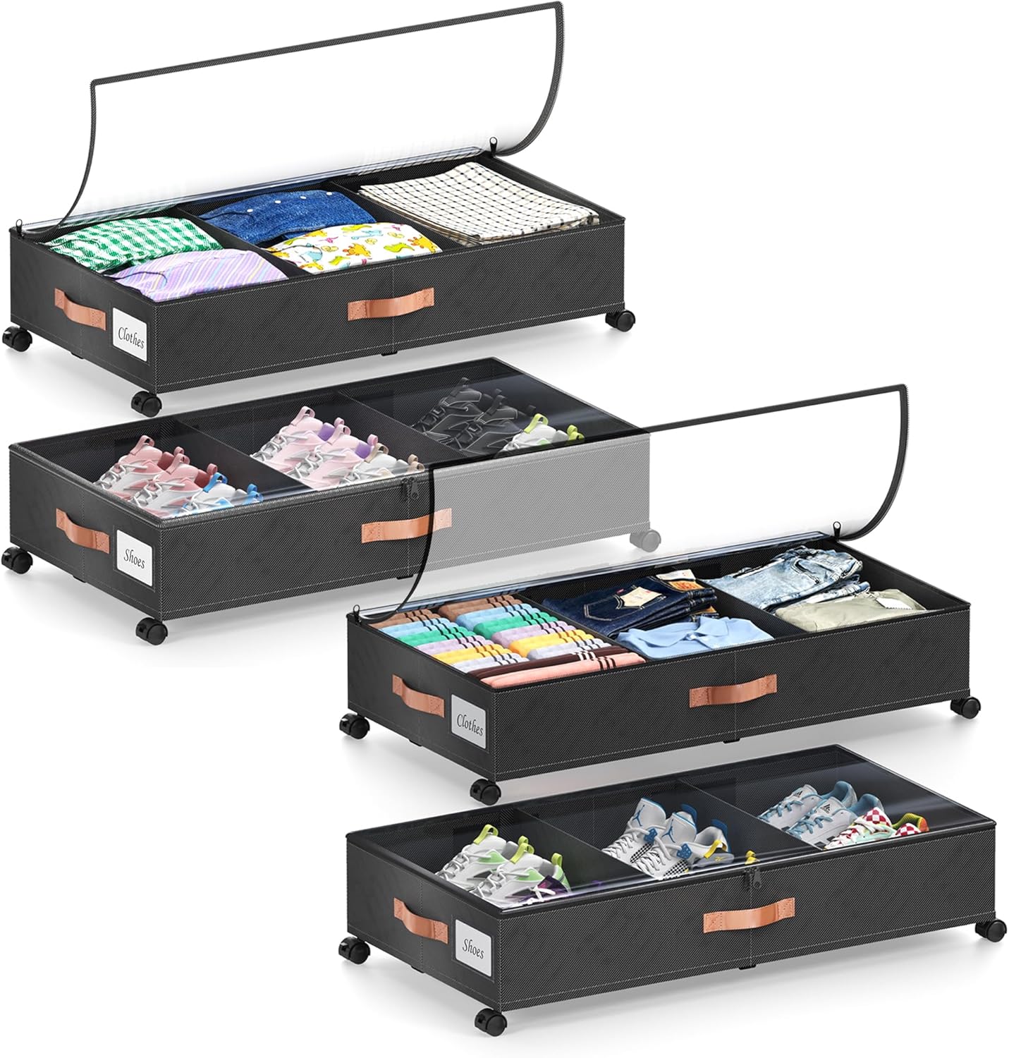 Under Bed Storage with Wheels for Clothes, Toys, and Shoes