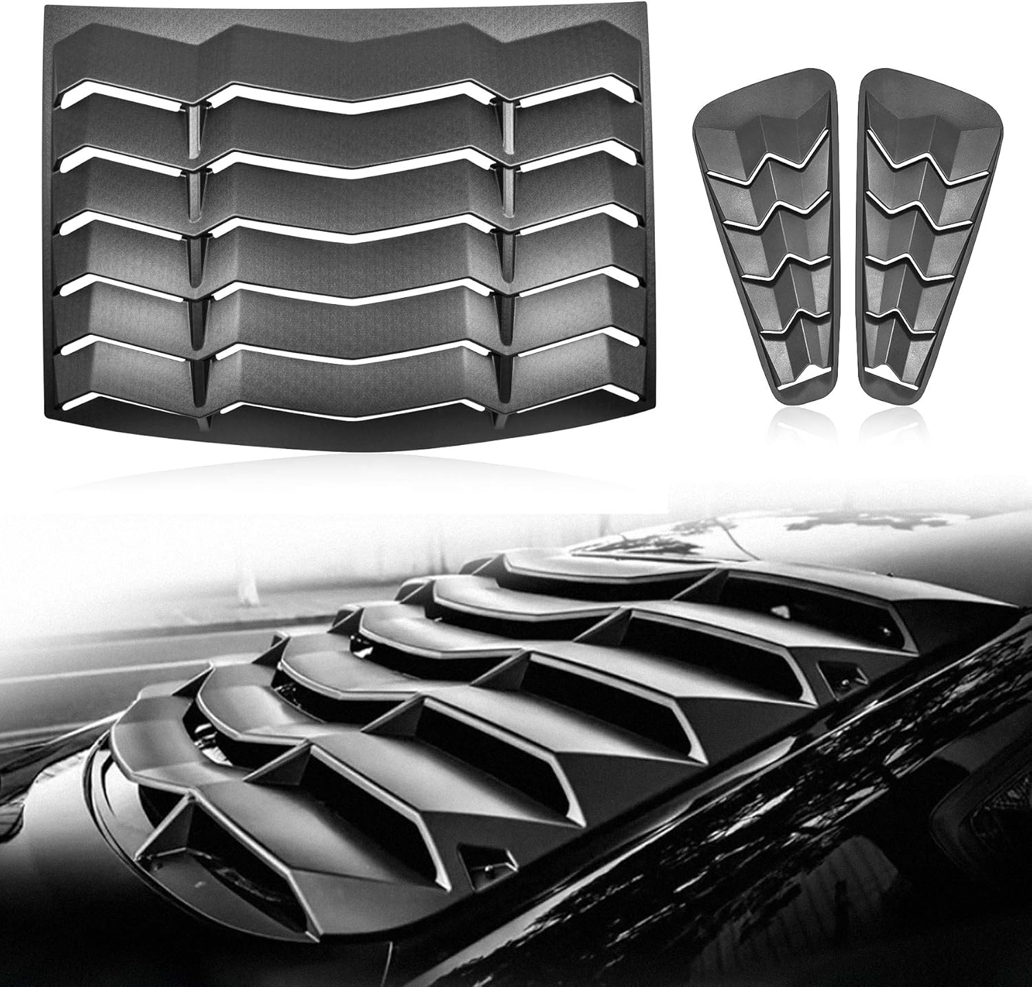 2005-2014 Ford Mustang Rear+Side Window Louvers Sun Shade Cover