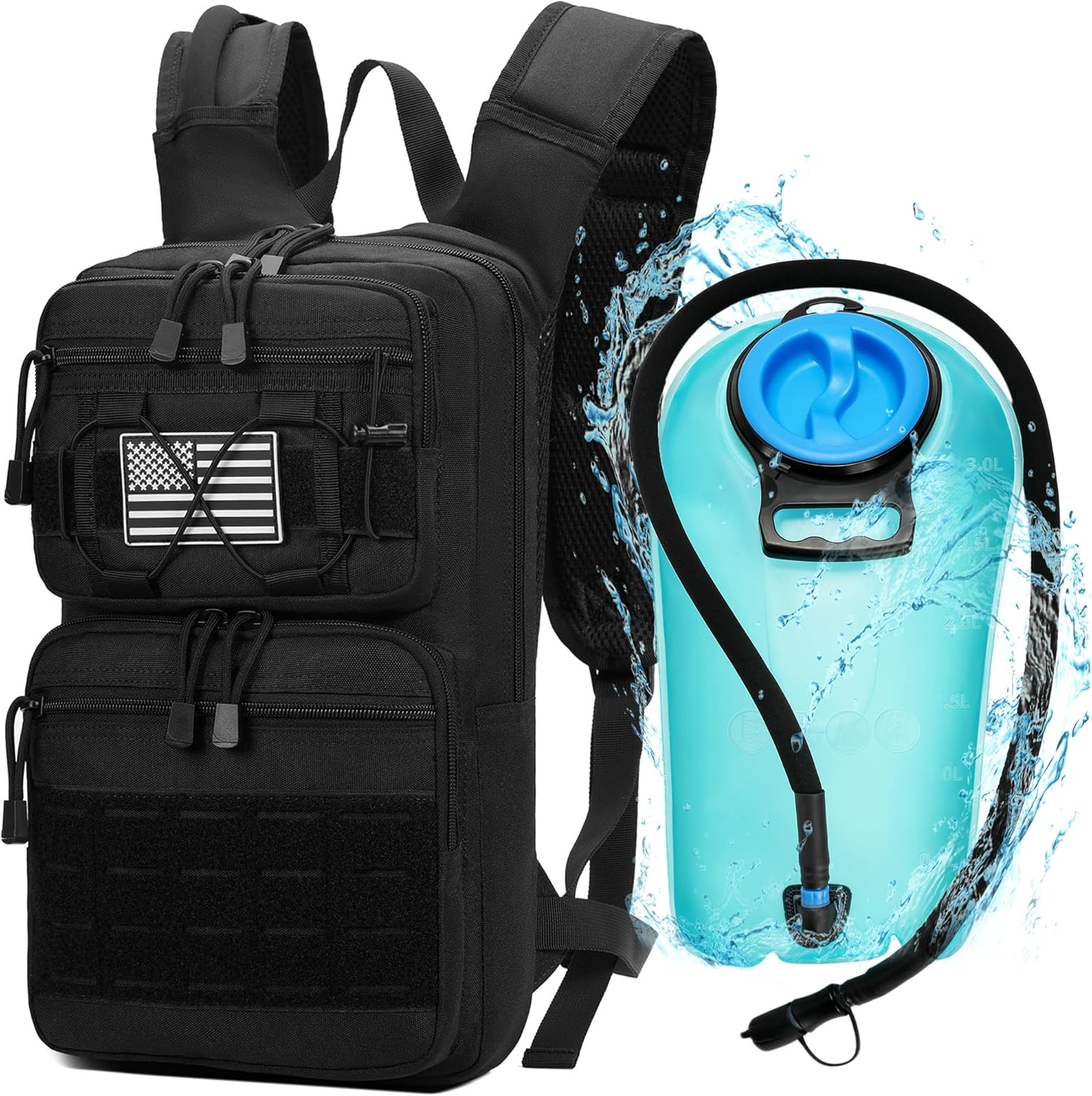 1050D Tactical Hydration Backpack with 3L Bladder for Outdoors