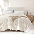 Smoofy Fluffy Twin Comforter Set - Cream White Fleece Luxury Comfort