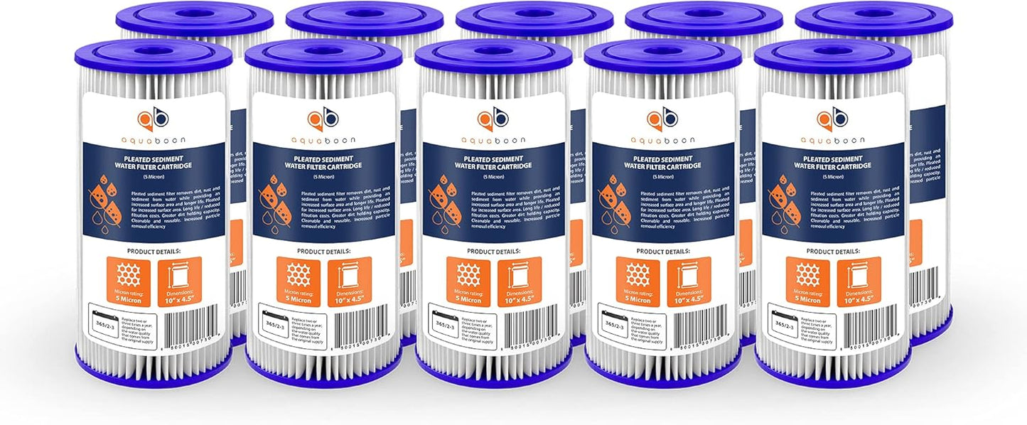 Aquaboon 5 Micron Pleated Sediment Water Filter for Home Use
