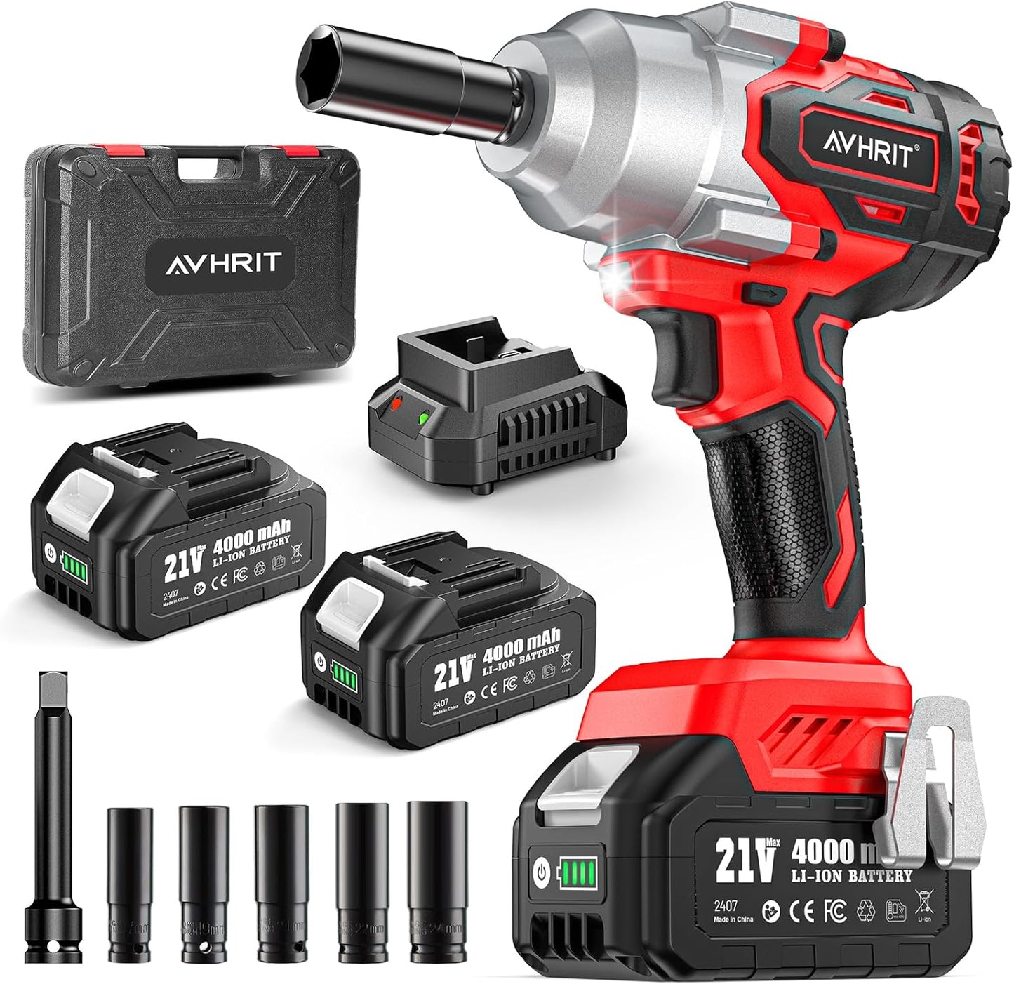High Torque Cordless Impact Wrench 1/2 Inch for Heavy-Duty Tasks