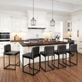 PHI VILLA Black Counter Height Bar Stool Set of 6 - Padded Comfort