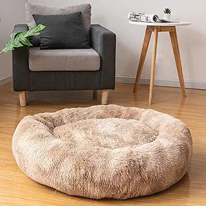 Oval Calming Donut Cuddler Dog Bed for Small Medium Pets