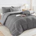 NEXHOME PRO Duvet Cover Queen Size Grey - Boho Tufted 3-Piece Set