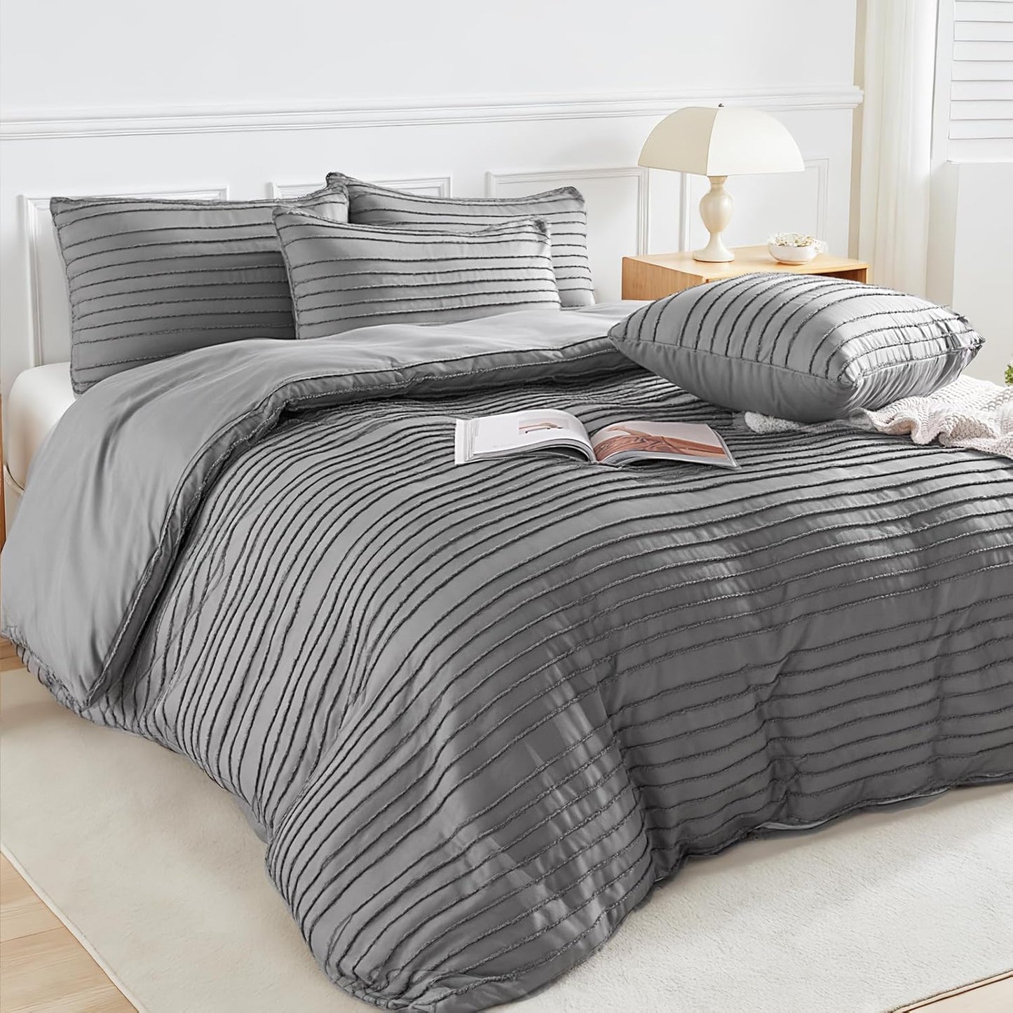 NEXHOME PRO Duvet Cover Queen Size Set in Grey for Cozy Bedrooms