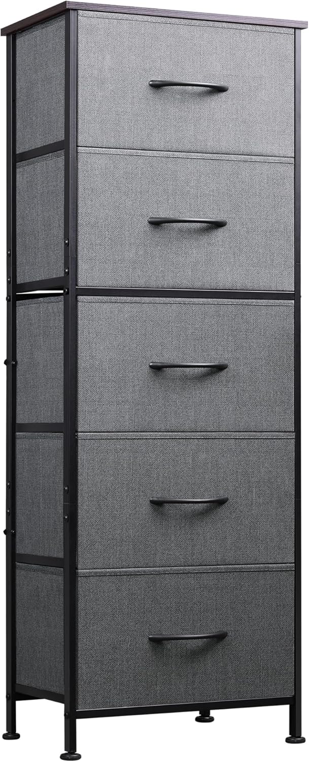 WLIVE Fabric Dresser with 5 Drawers for Bedroom Storage