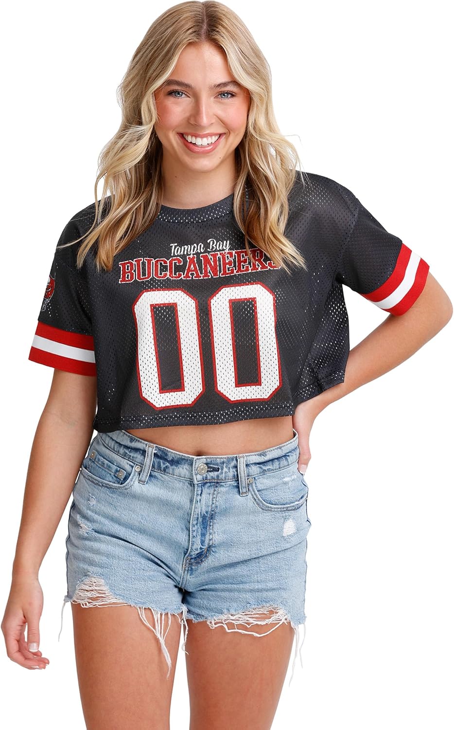 FOCO Women's NFL Ladies Fashion Gameday Jersey Mesh Crop Top