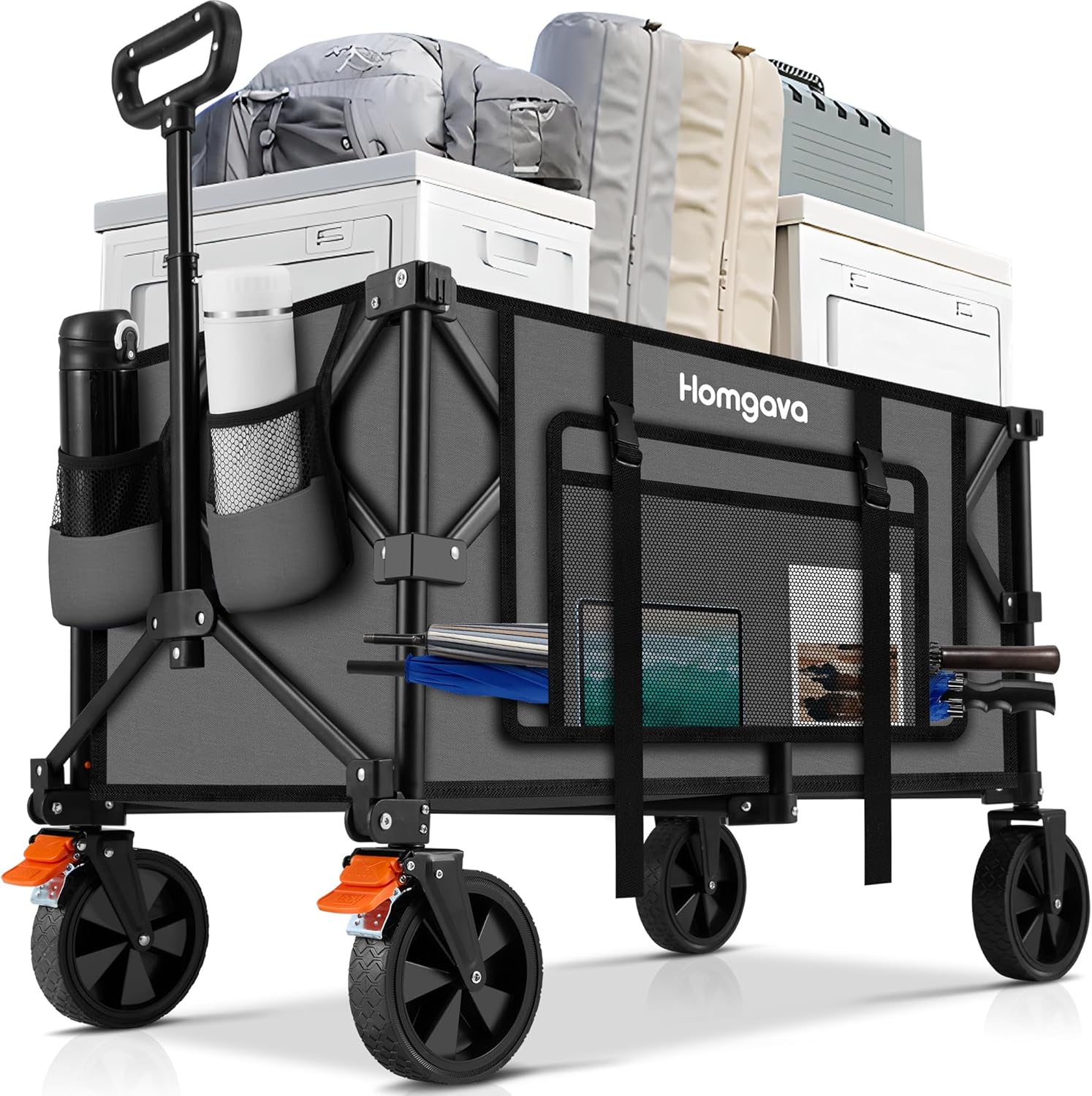 140L Collapsible Folding Wagon Cart for All-Terrain Use