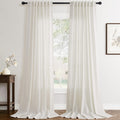 2 Panels Set Cream Linen Curtains 108 in Long - Light Filtering