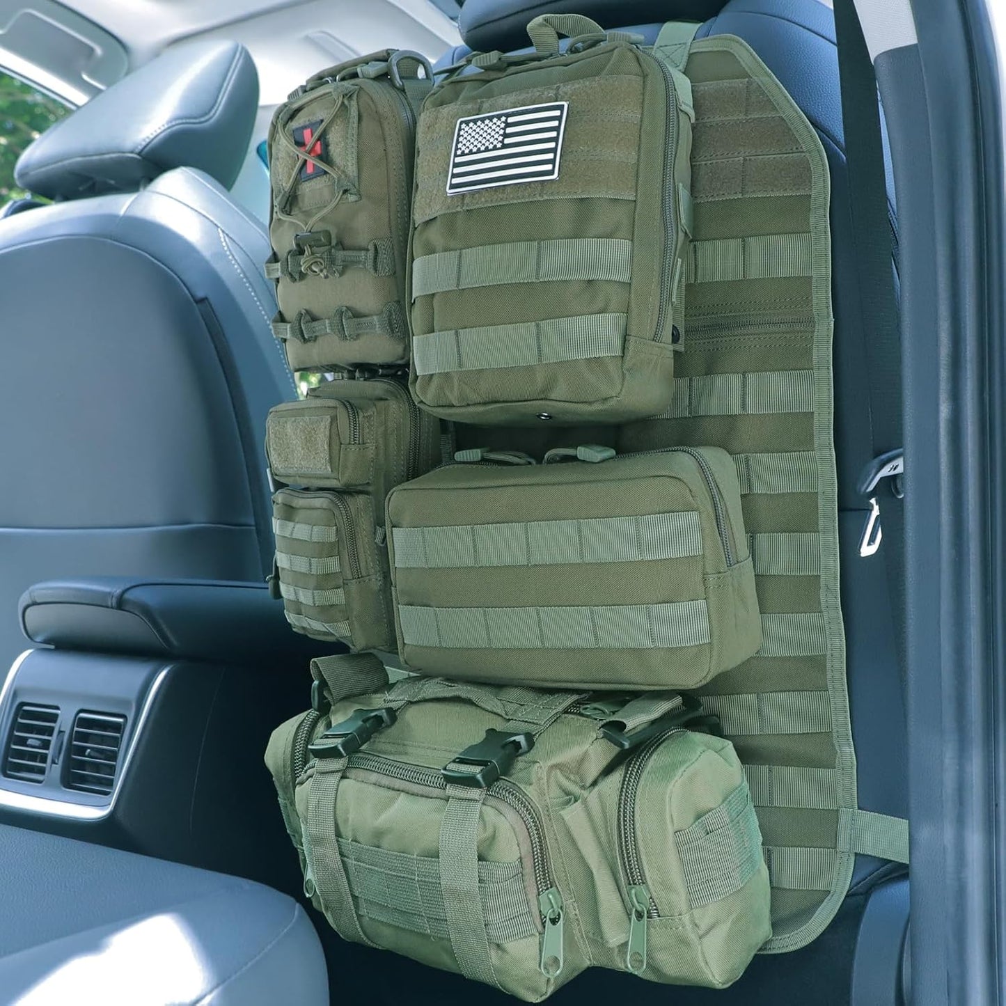 Universal Tactical Seat Back Organizer with Molle Pouches for Cars