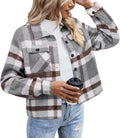 Women Cropped Plaid Shacket Jacket - Cozy Flannel Fall Coat