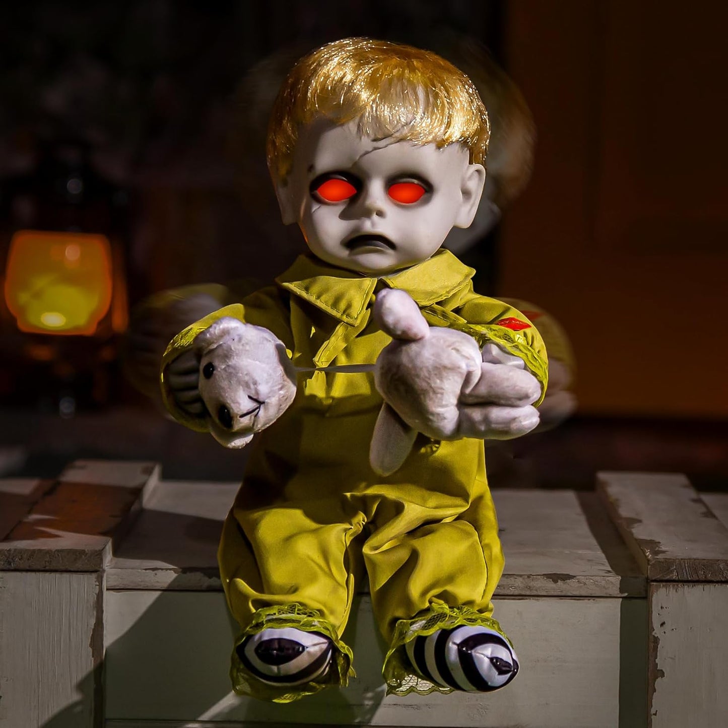 Creepy Boy Doll Halloween Animatronic Scary Decoration for Parties