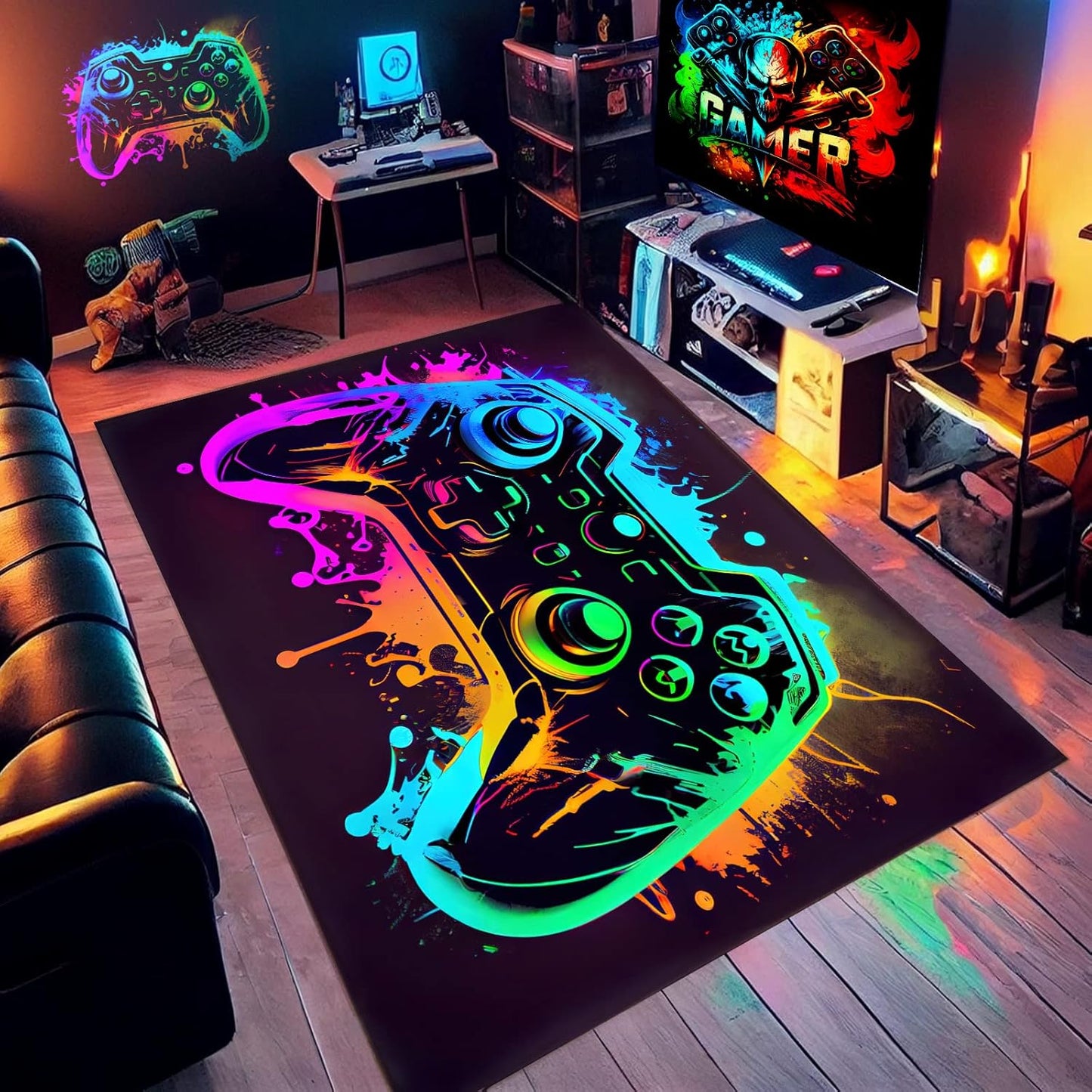 NEBOTON Gaming Rug | Vibrant Game Controller Design | 36x24in