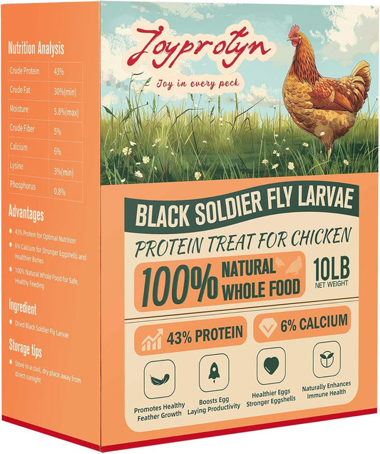 10LB Non-GMO Dried Black Soldier Fly Larvae for Strong Eggshells