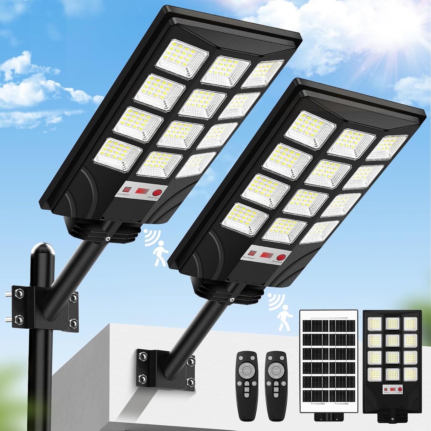 Solar Street Light Outdoor 20000LM with Remote Control for Safety