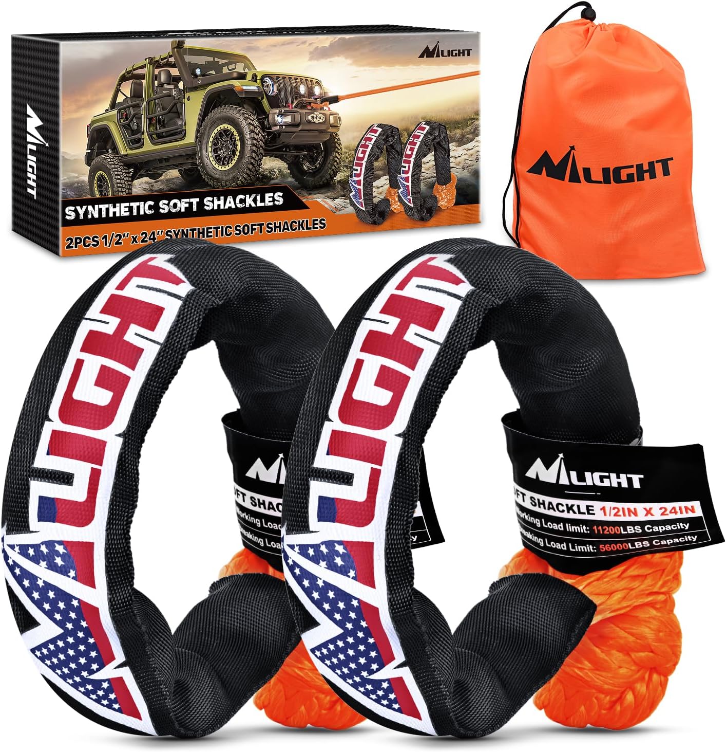 Nilight Synthetic Soft Shackle 56,000 LBS for Off Road Towing