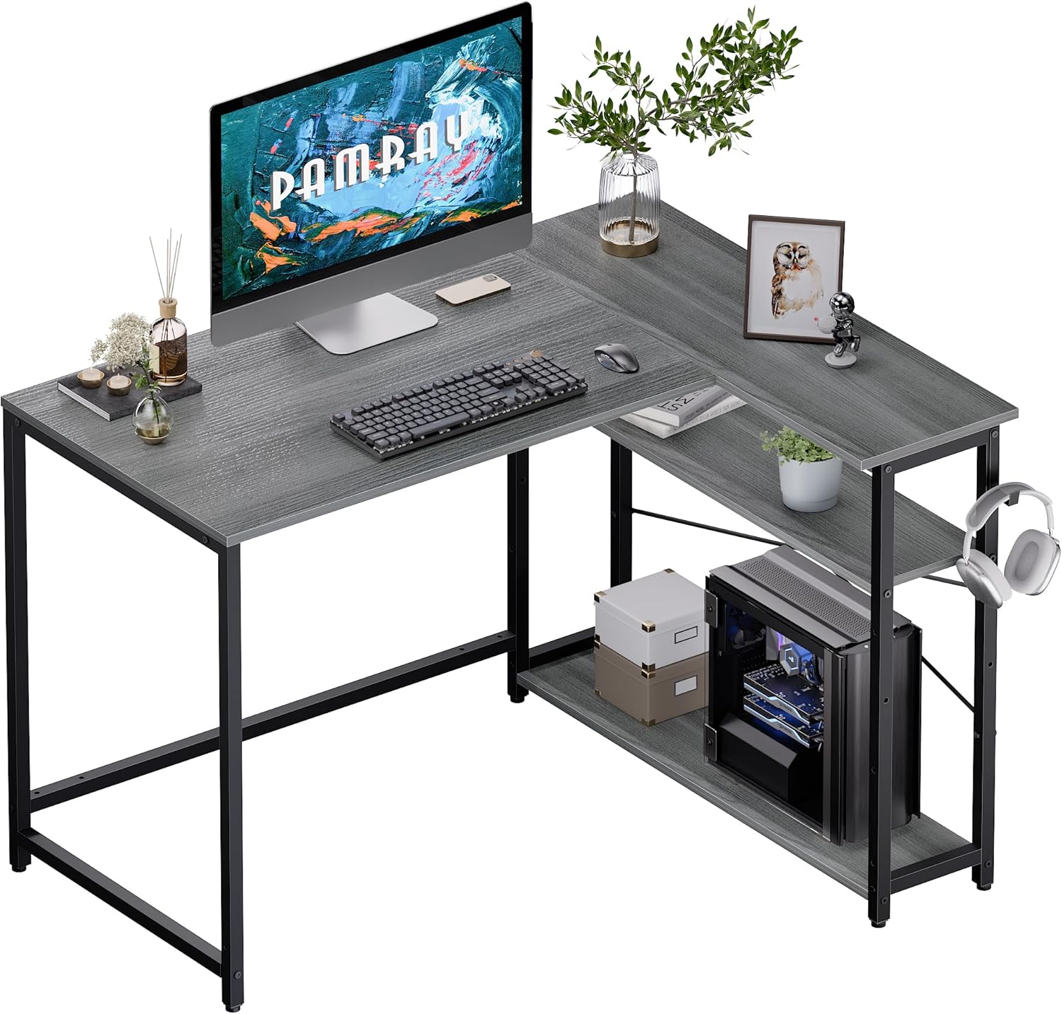 Pamray 43 Inch L-Shaped Corner Desk - Space-saving Home Office Solution