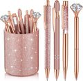 Sabary 8 Pcs Crystal Diamond Pens + Holder - Rose Gold