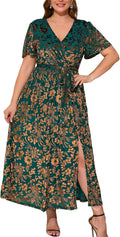 BerryGo Velvet V Neck Wrap Maxi Dress - Elegant Floral Velvet Women's