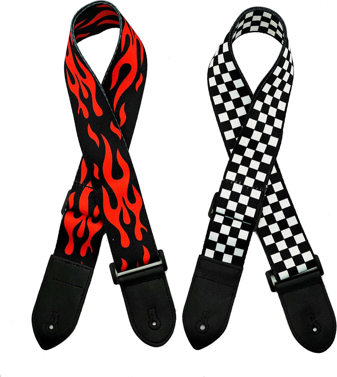 Rellocz Guitar Straps x2 | Leather Ends, Adjustable | Electric, Bass, Acoustic |