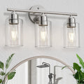 Brushed Nickel 3-Light Bathroom Vanity Light Fixtures - UL Certified