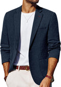 Mens Linen Texture Blazer Sport Coat - Lightweight One Button